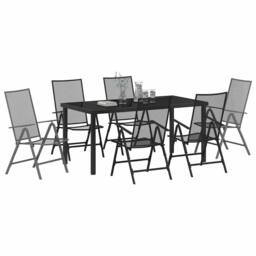 Berkfield Home 7 Piece Garden Dining Set Anthracite Steel - thumbnail 3