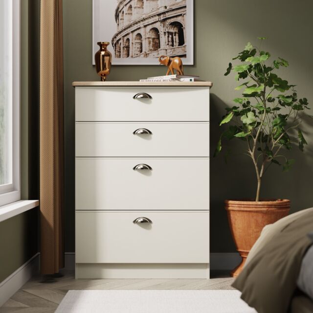 Ready Assembled 2 U Cambridge 4 Drawer Deep Chest (Ready Assembled) in Cream - image 1