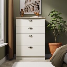Ready Assembled 2 U Cambridge 4 Drawer Deep Chest (Ready Assembled) in Cream