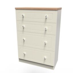 Ready Assembled 2 U Cambridge 4 Drawer Deep Chest (Ready Assembled) in Cream - thumbnail 4