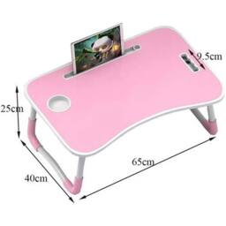 Havendro Pink Folding Laptop Bed Table Cup Holder Lap Standing Desk Tray