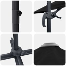 Berkfield Home Cantilever Roma Parasol Black 286x285x265 cm Aluminium - Size: 286 x 285 x 265 cm - thumbnail 9