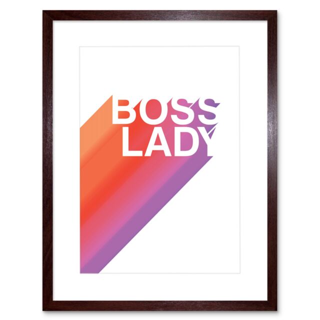 "Artery8 Wall Art Print Boss Lady Strong Woman Artwork Framed 9X7 Inch in Brown - Size: W7"" x H9""" - image 1