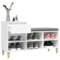 Berkfield Home Shoe Cabinet White 102x36x60 cm Engineered Wood - Size: 102 x 36 x 60 cm - thumbnail 5