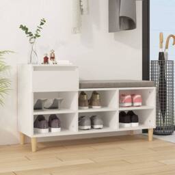 Berkfield Home Shoe Cabinet White 102x36x60 cm Engineered Wood - Size: 102 x 36 x 60 cm - thumbnail 2