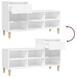 Berkfield Home Shoe Cabinet White 102x36x60 cm Engineered Wood - Size: 102 x 36 x 60 cm - thumbnail 9