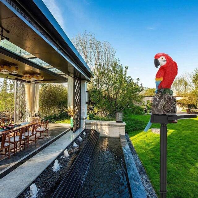 EONLION Red Parrot LED Solar Power Garden Light - Size: 100 cm - image 1