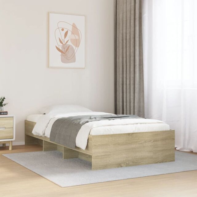 Berkfield Home Bed Frame without Mattress Sonoma Oak 75x190 cm Small Single Engineered Wood in Brown - image 1