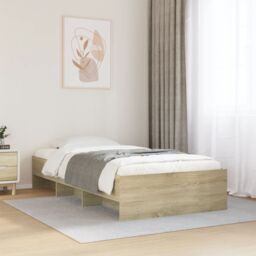 Berkfield Home Bed Frame without Mattress Sonoma Oak 75x190 cm Small Single Engineered Wood in Brown - thumbnail 1