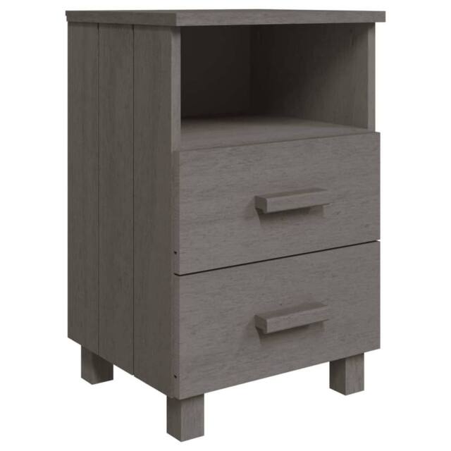Berkfield Home Bedside Cabinet HAMAR Light Grey 40x35x62 cm Solid Wood Pine - Size: 40 x 35 x 62 cm - image 1