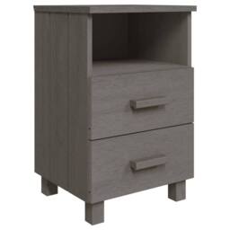 Berkfield Home Bedside Cabinet HAMAR Light Grey 40x35x62 cm Solid Wood Pine - Size: 40 x 35 x 62 cm - thumbnail 1