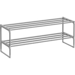 The Bazaarist 2 Tier Stackable Metal Shoe Rack Compact Design, Grey - thumbnail 2