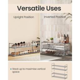 The Bazaarist 2 Tier Stackable Metal Shoe Rack Compact Design, Grey - thumbnail 5