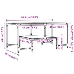 Berkfield Home Modern Coffee Table with Black Glass Top 98.5x50x45 cm Steel - thumbnail 9