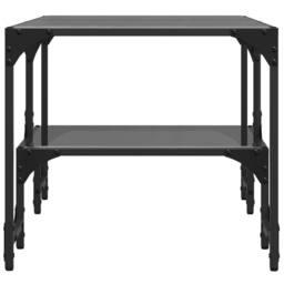 Berkfield Home Modern Coffee Table with Black Glass Top 98.5x50x45 cm Steel - thumbnail 5
