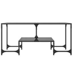 Berkfield Home Modern Coffee Table with Black Glass Top 98.5x50x45 cm Steel - thumbnail 4