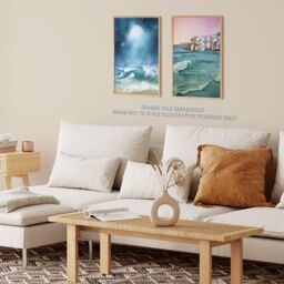 Artery8 Wall Art Print Pack of 2 A4 Sea Shore Waves Seaside Coastal Town Landscape Oil Painting Living Room s Set - thumbnail 3