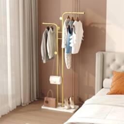 KORVIXA Freestanding Entry Clothes Bags Stand in Gold - Size: 900mm - thumbnail 4
