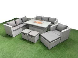Fimous 10 Seat PE Rattan Lounge Sofa Sets Outdoor Garden Furniture Set in Light Grey - thumbnail 2