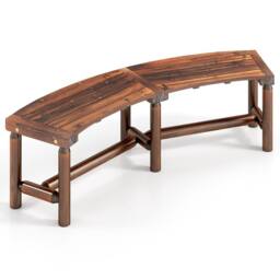 Costway Patio Curved Bench Outdoor Solid Wood Backless Loveseat for 2-3 People in Brown - thumbnail 1