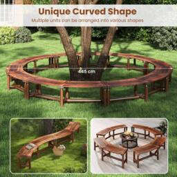 Costway Patio Curved Bench Outdoor Solid Wood Backless Loveseat for 2-3 People in Brown - thumbnail 7