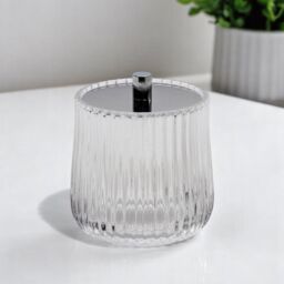Showerdrape Regent Ribbed Glass Chrome Collection Storage Jar in Clear