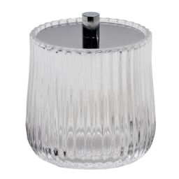 Showerdrape Regent Ribbed Glass Chrome Collection Storage Jar in Clear - thumbnail 3
