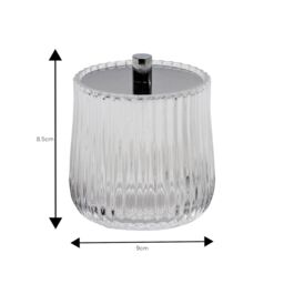 Showerdrape Regent Ribbed Glass Chrome Collection Storage Jar in Clear - thumbnail 2