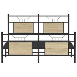 Berkfield Home Bed Frame without Mattress Sonoma Oak 140x200 cm Engineered Wood in Brown - thumbnail 6