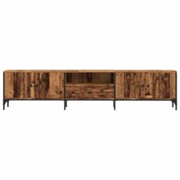 Berkfield Home TV Cabinet with Drawer Old Wood 200x25x44 cm Engineered Wood in Brown - Size: 200 x 25 x 44 cm - thumbnail 4
