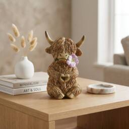 Garden Greatness Sitting Highland Cow Flower Heart Ornament - Size: 1 Pack - thumbnail 1