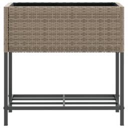 Berkfield Home Garden Planters with Shelf 2 pcs Grey 70x28x70 cm Poly Rattan - Size: 70 x 28 x 70 cm - thumbnail 6