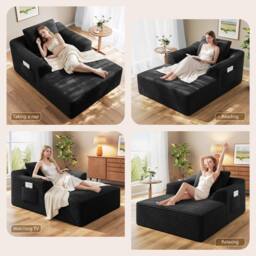 Dprodo Modular High Density Foam Chaise Lounge Sofa in Black - Size: 1 Pack - thumbnail 8