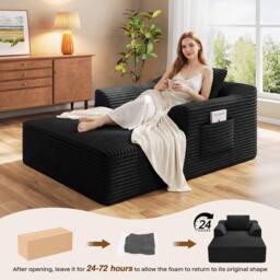 Dprodo Modular High Density Foam Chaise Lounge Sofa in Black - Size: 1 Pack - thumbnail 4