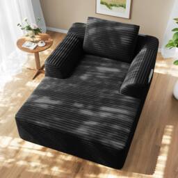 Dprodo Modular High Density Foam Chaise Lounge Sofa in Black - Size: 1 Pack - thumbnail 7