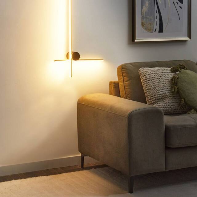 Wyld and Coco 90cm Wall Lamp Gold Aluminium Black Iron Base Modern LED Lighting - image 1
