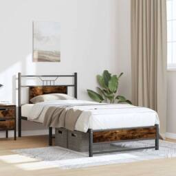 Berkfield Home Bed Frame without Mattress Smoked Oak 90x190 cm Single Engineered Wood in Brown - thumbnail 4