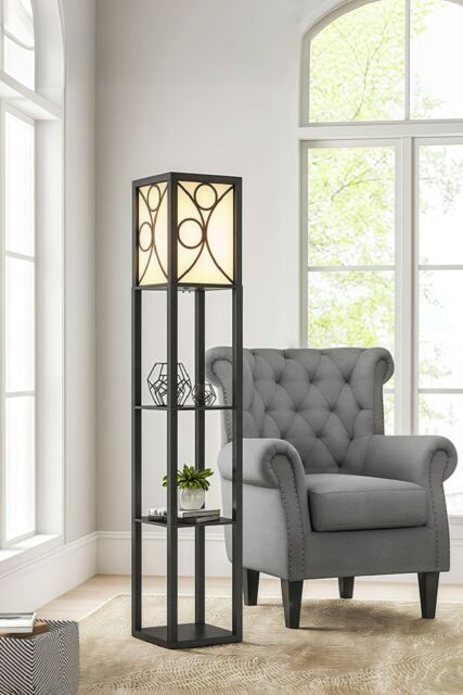 Living and Home Modern Wooden Shelf Floor Lamp - image 1