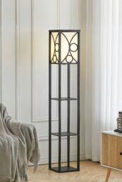 Living and Home Modern Wooden Shelf Floor Lamp - thumbnail 2