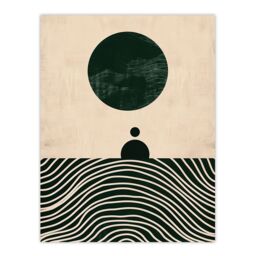 "Artery8 Wall Art Print Tranquil Green Sea Abstract Calm Bauhaus Design Poster in Beige - Size: W18"" x H24""" - thumbnail 1
