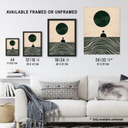"Artery8 Wall Art Print Tranquil Green Sea Abstract Calm Bauhaus Design Poster in Beige - Size: W18"" x H24""" - thumbnail 3