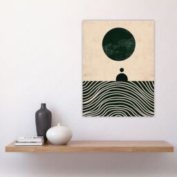 "Artery8 Wall Art Print Tranquil Green Sea Abstract Calm Bauhaus Design Poster in Beige - Size: W18"" x H24""" - thumbnail 4