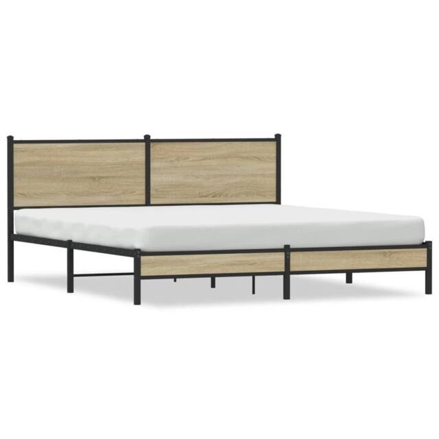 Berkfield Home Metal Bed Frame without Mattress Sonoma Oak 180x200 cm Super King in Brown - image 1