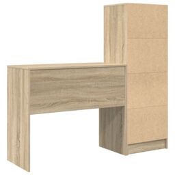 Berkfield Home Desk with Storage Sonoma Oak Engineered Wood in Beige - thumbnail 8