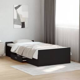 Berkfield Home Bed Frame with Drawers without Mattress Black 75x190 cm Small Single - thumbnail 2