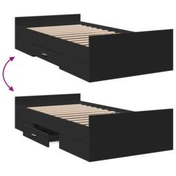Berkfield Home Bed Frame with Drawers without Mattress Black 75x190 cm Small Single - thumbnail 7