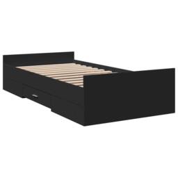 Berkfield Home Bed Frame with Drawers without Mattress Black 75x190 cm Small Single - thumbnail 3