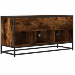 Berkfield Home TV Cabinet Smoked Oak 100x35x50 cm Engineered Wood & Metal in Brown - Size: 100 x 35 x 50 cm - thumbnail 6