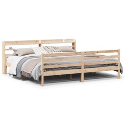 Berkfield Home Bed Frame with Headboard without Mattress 200x200 cm in Brown - thumbnail 2