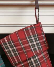 Dibor Set of 4 Mistletoe Highland Tartan Xmas Gift Christmas Stocking in Red - Size: 4 Pack - thumbnail 4